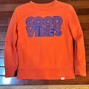 GAP Kids Vibrant Orange Sweatshirt with Blue 'Good Vibes' Print